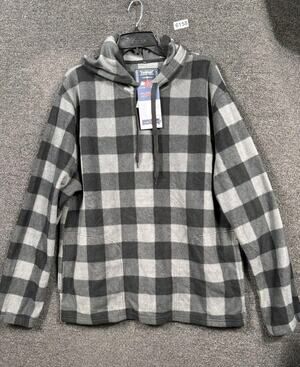 Company Eighty One Hoodie Mens XL Gray Buffalo Plaid Fleece Pullover C39HD009